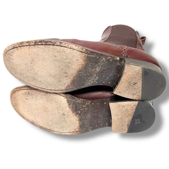 Frye Melissa Cognac Leather Almond Toe Ankle Chelsea Boots Women's Size 9 B - Picture 9 of 15